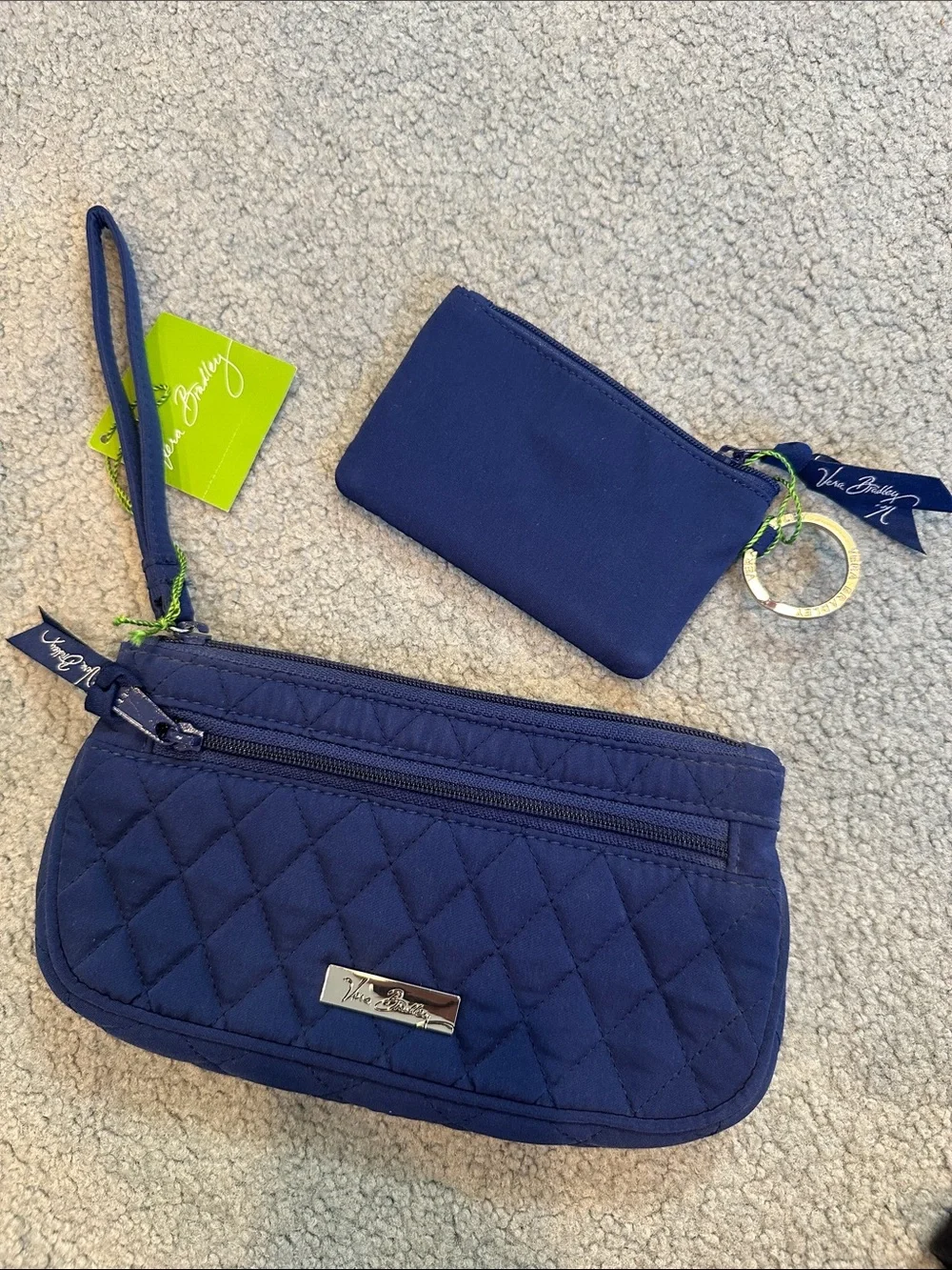 NWT Vera Bradley Navy Quilted Wristlet with Coin Pouch